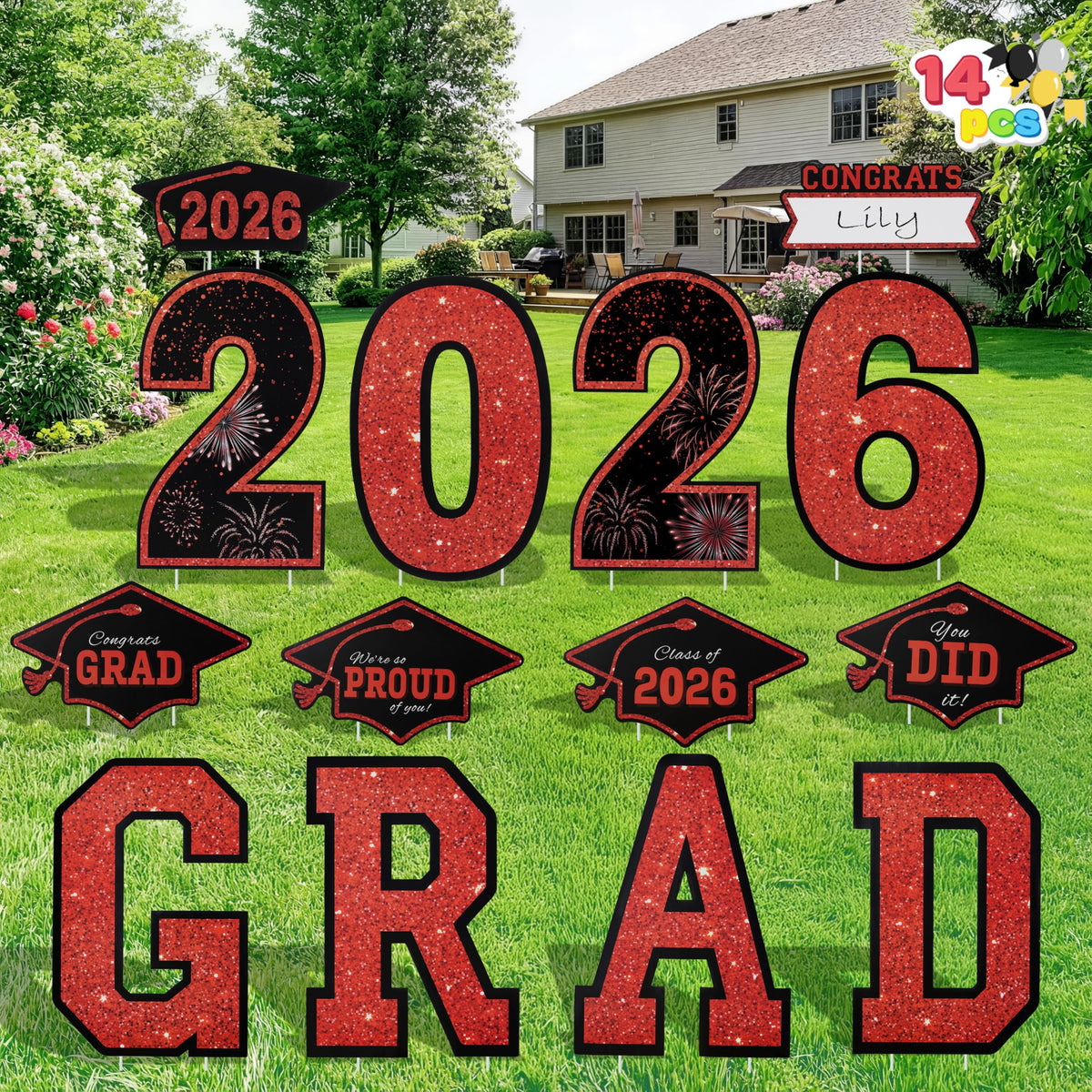 JOYIN graduation yard sign 2026 15-inch, bold outdoor decor for celebrations.