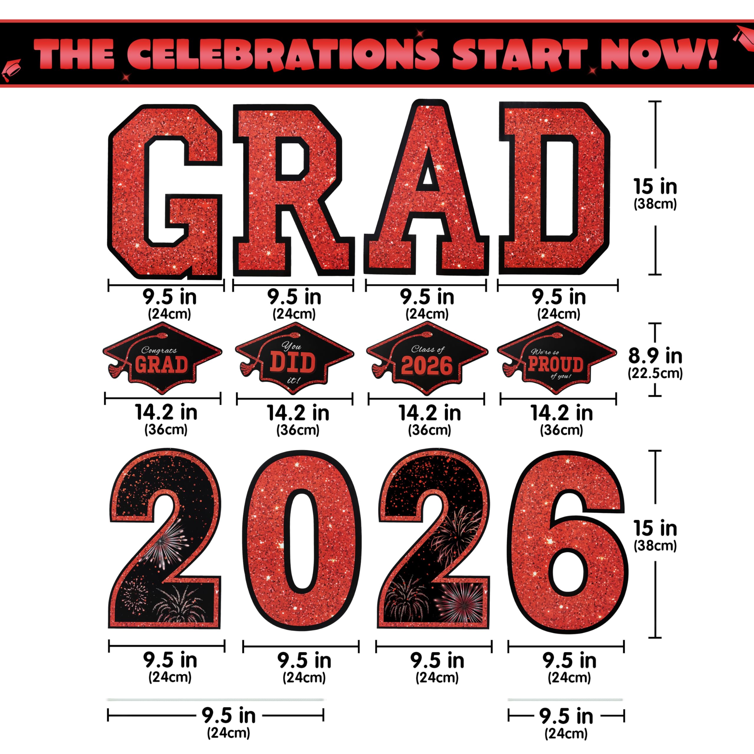 JOYIN graduation yard sign 2026 15-inch cap motif, ideal for photo ops.