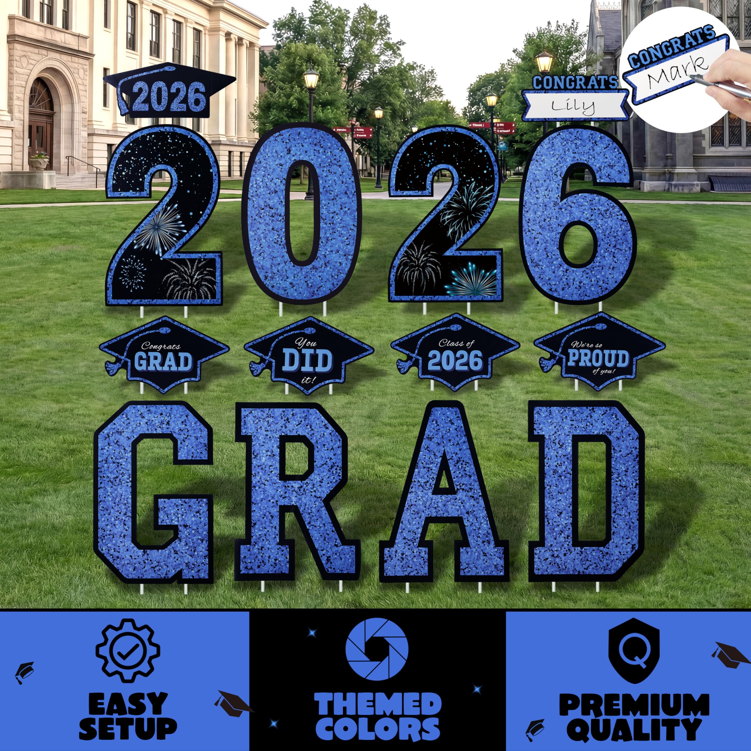 JOYIN Congrats Grad sign pairs with large GRAD letter for photo ops