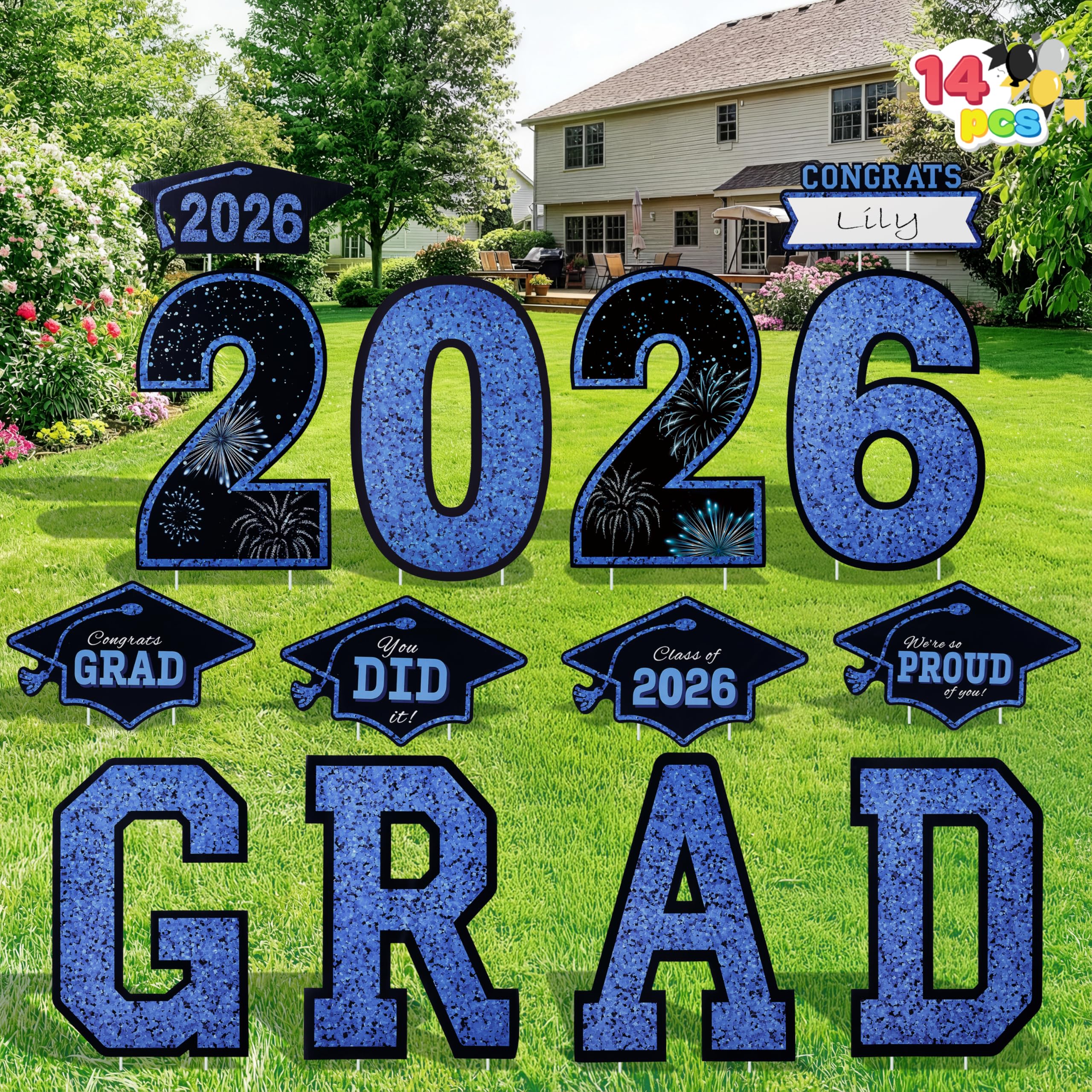JOYIN graduation yard signs with caps for festive outdoor decor