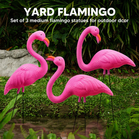 JOYIN pink flamingo yard stake shows off rust-resistant rubber-coated legs.