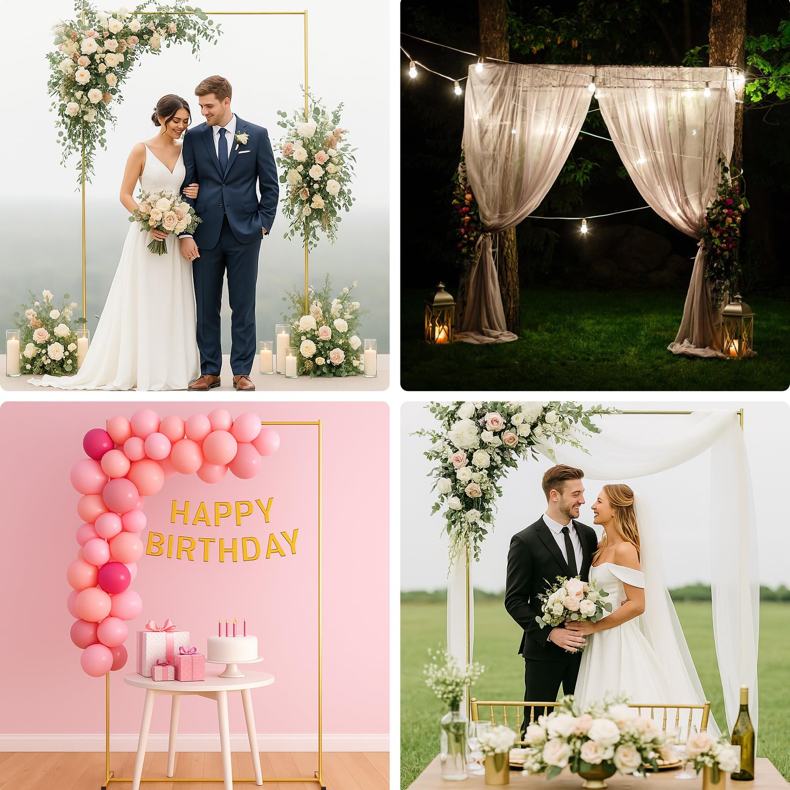 JOYOUSQ reusable gold arch frame for multiple celebrations