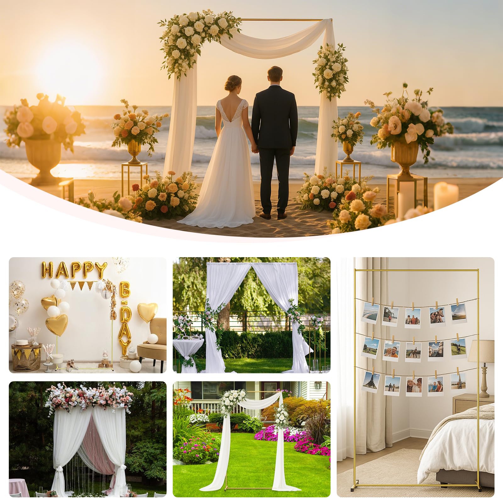 JOYOUSQ romantic ceremony backdrop enhances photo moments