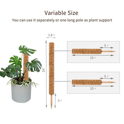 Joyseus coir totem pole with wood tip for easy soil insertion.
