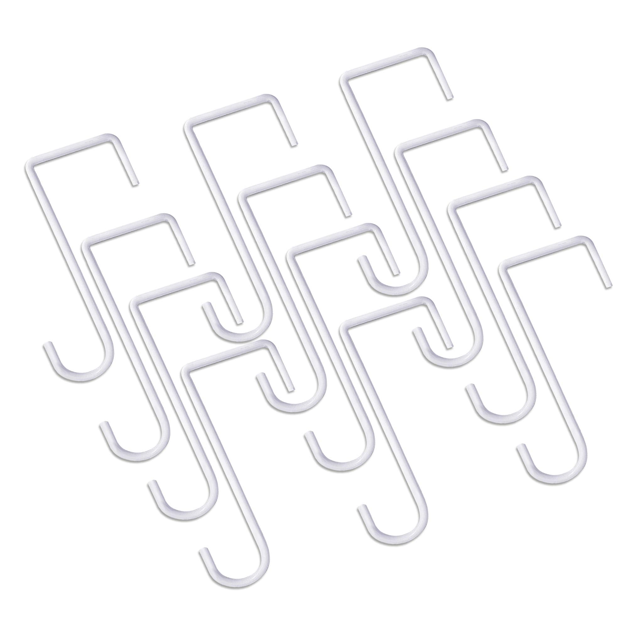 JOYSEUS fence hooks 12-pack closeup showing sturdy steel construction for outdoor displays.
