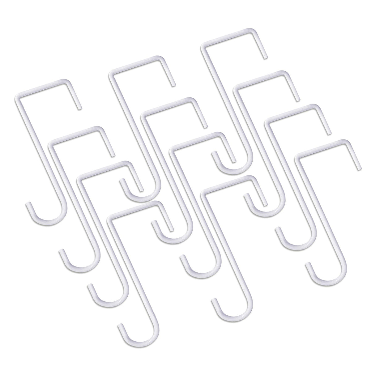 JOYSEUS fence hooks 12-pack closeup showing sturdy steel construction for outdoor displays.