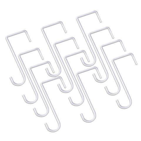 JOYSEUS fence hooks 12-pack closeup showing sturdy steel construction for outdoor displays.