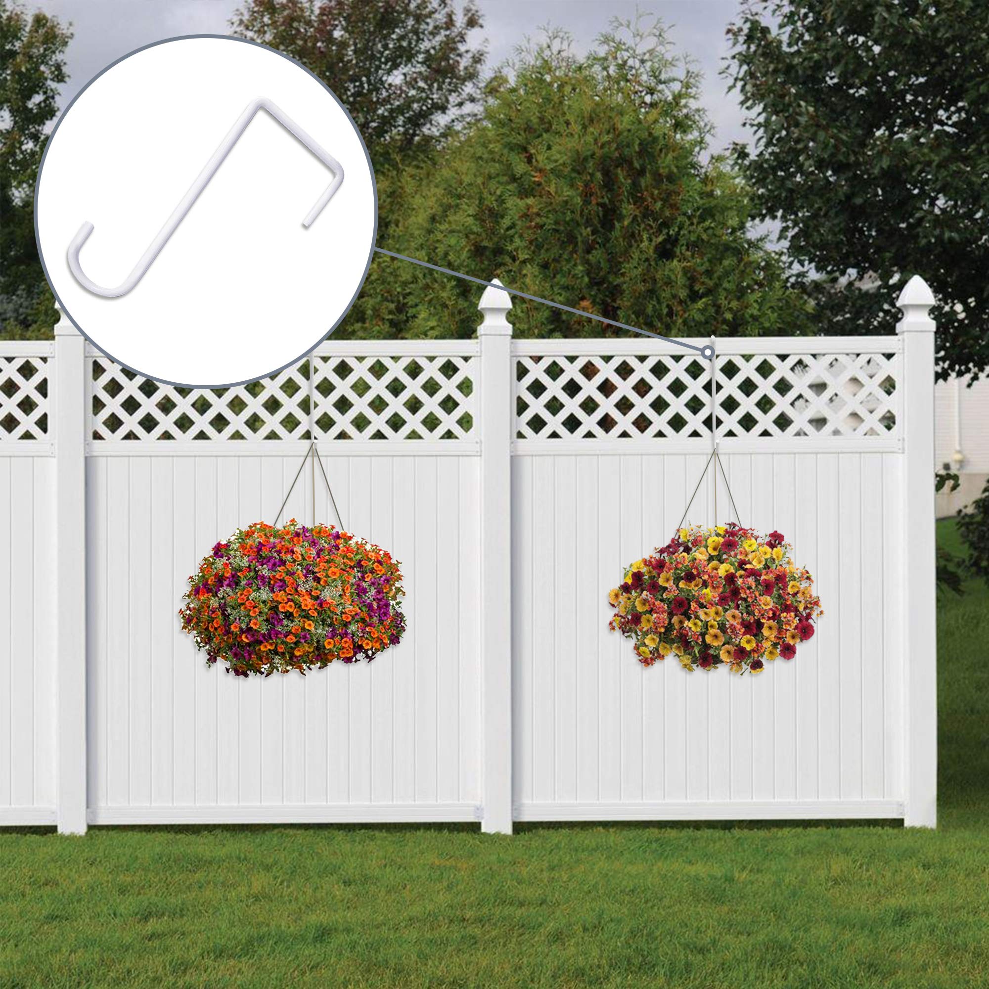 JOYSEUS fence hooks used to hang lights, plants, wind chimes and more.