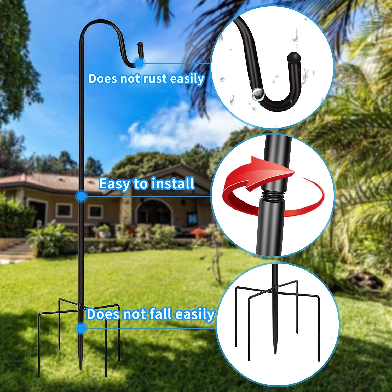 JOYSEUS ground-stake system enables quick, secure setup in any soil.