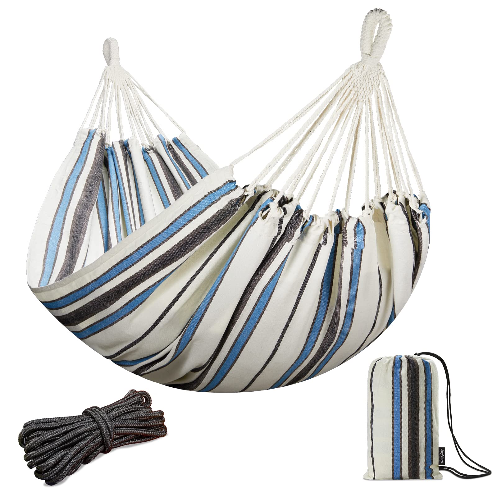 JoyView Brazilian double hammock bed for two, 86.6 by 59 inches, spacious relaxation.