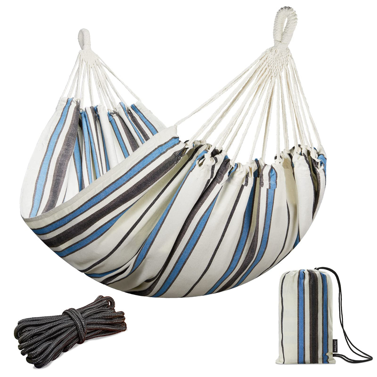 JoyView Brazilian double hammock bed for two, 86.6 by 59 inches, spacious relaxation.