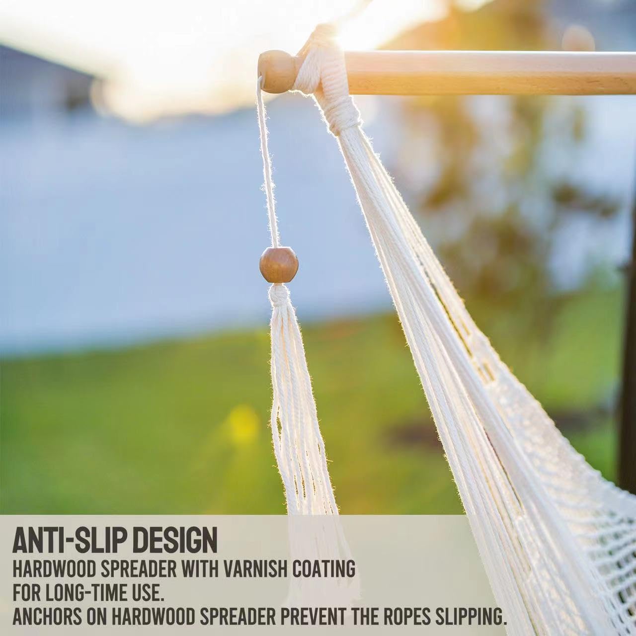 JoyView cotton-polyester rope material provides soft, breathable seating.