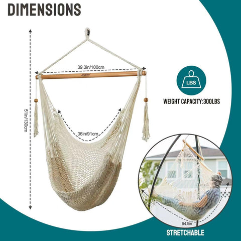 JoyView Caribbean Hammock Chair shown with extended length for tall users.