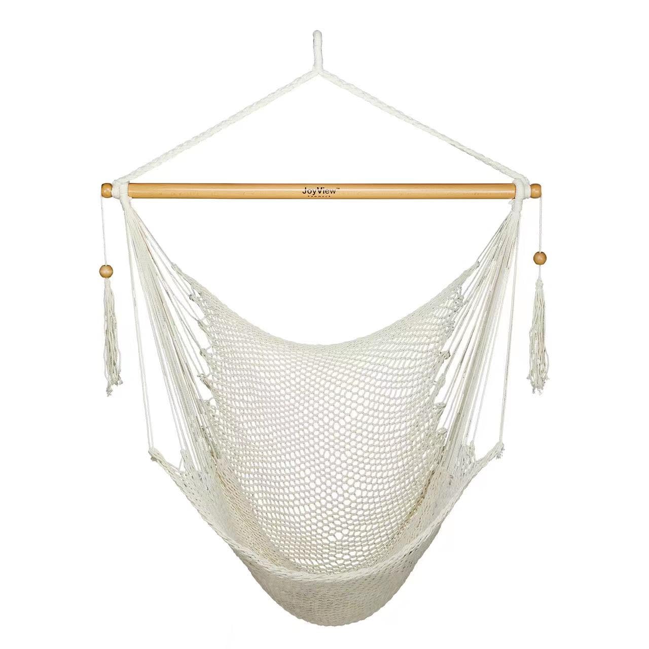 JoyView Caribbean Hammock Chair natural white ready for outdoor lounging.