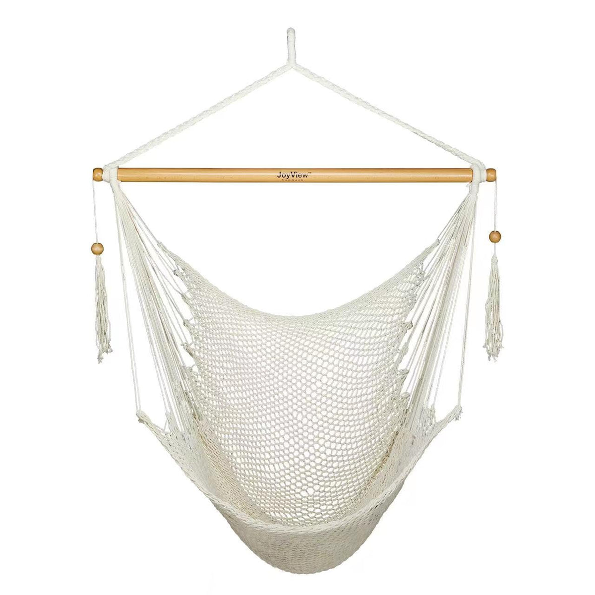 JoyView Caribbean Hammock Chair natural white ready for outdoor lounging.