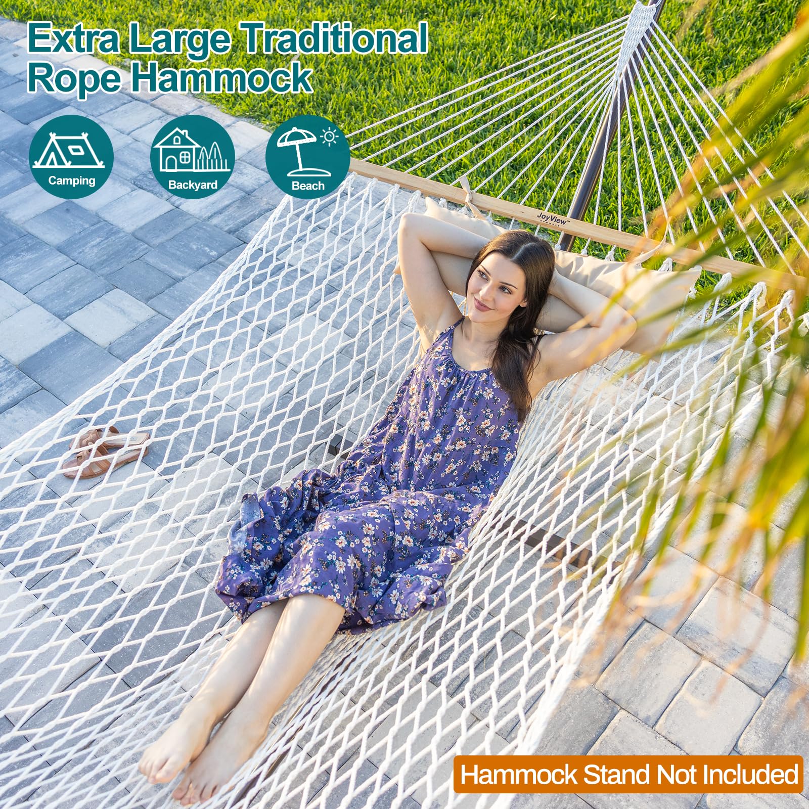 JoyView hand-woven cotton hammock bed offers breathable comfort for calm mornings.