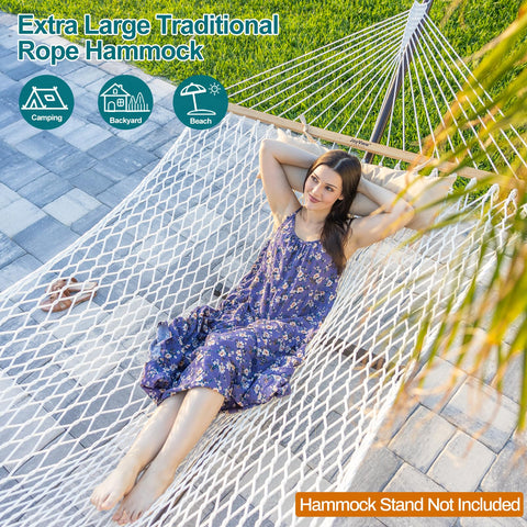 JoyView hand-woven cotton hammock bed offers breathable comfort for calm mornings.