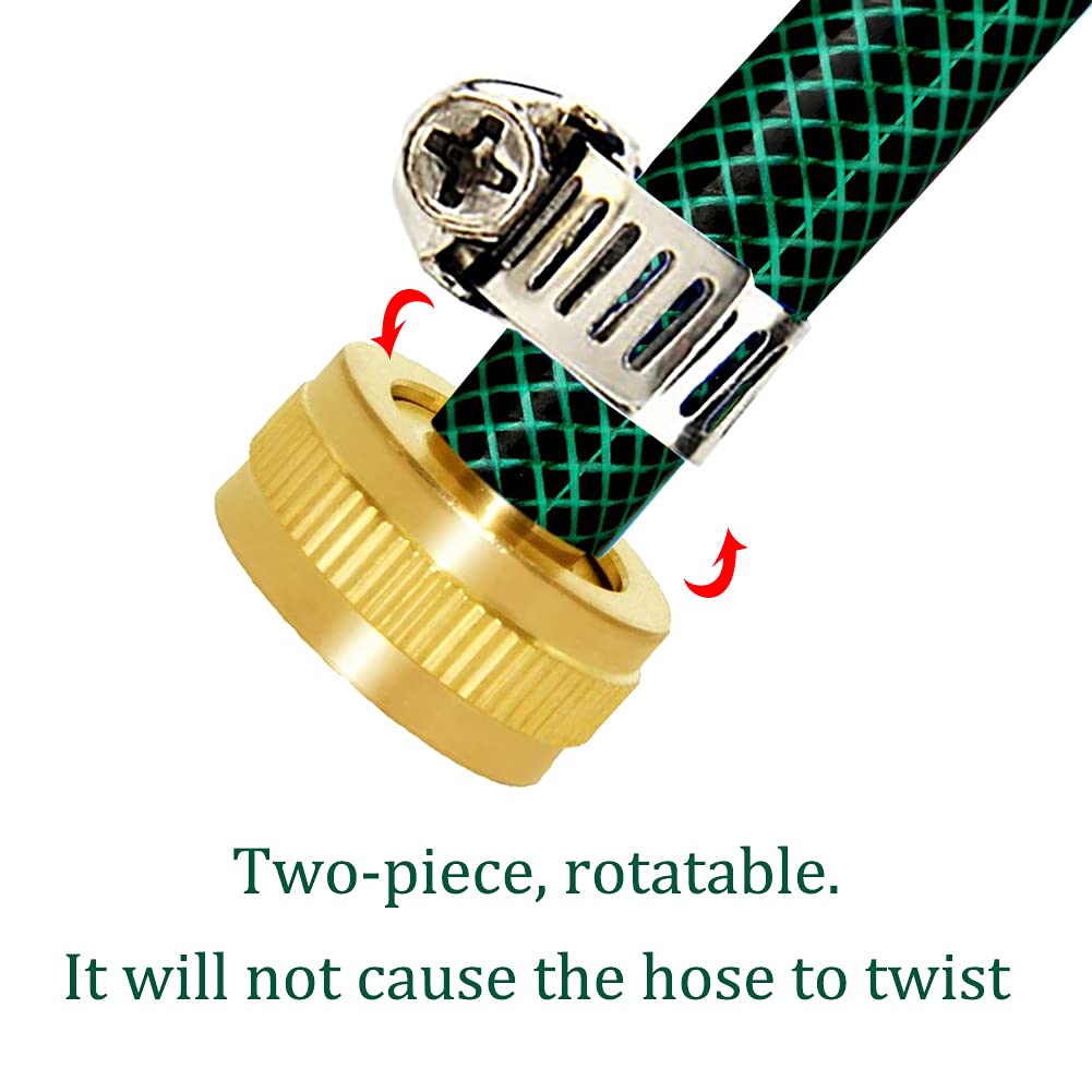 Joywayus brass hose fitting with stainless clamp for secure attachment.
