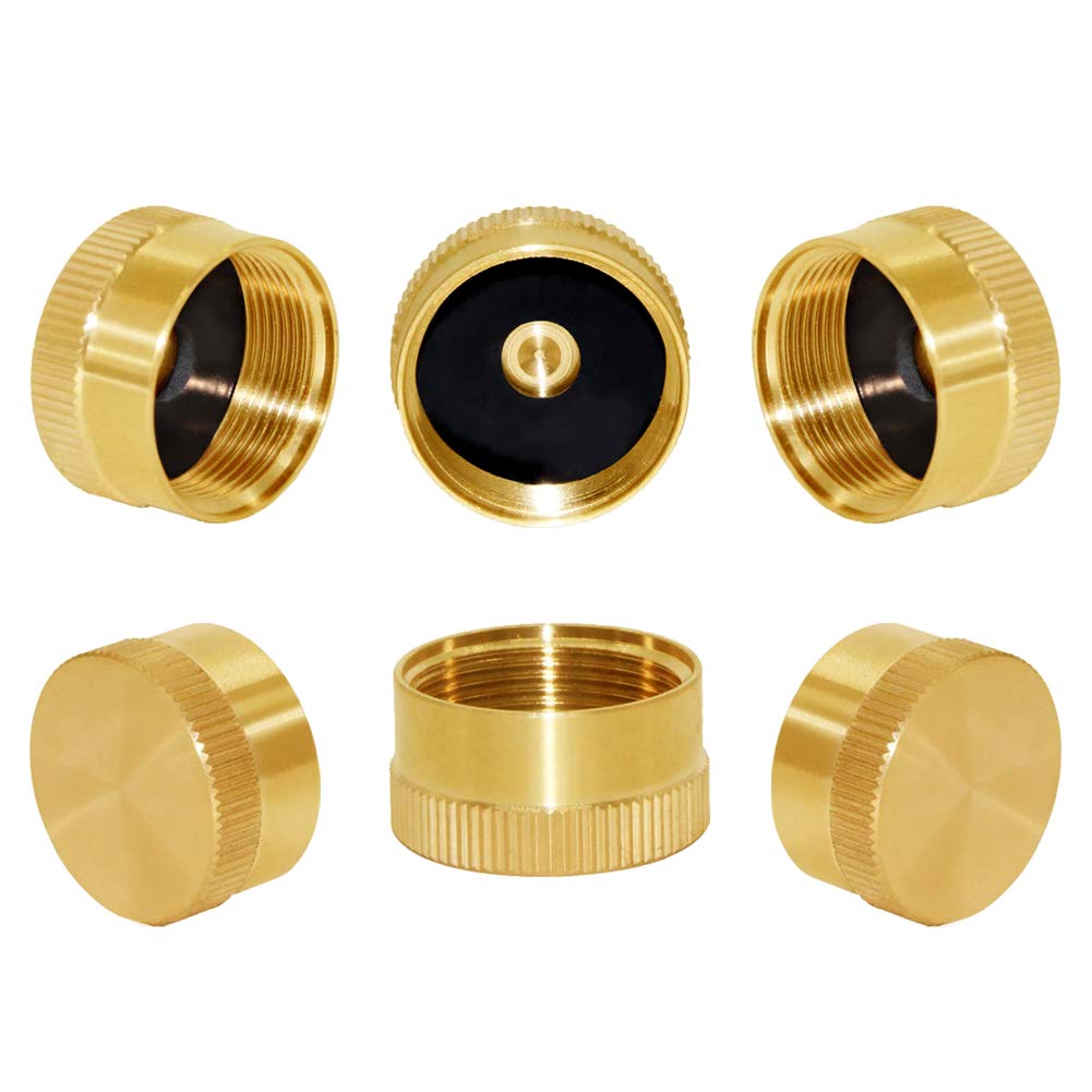 Joywayus brass propane cap on a 1 lb tank ensuring a secure seal.