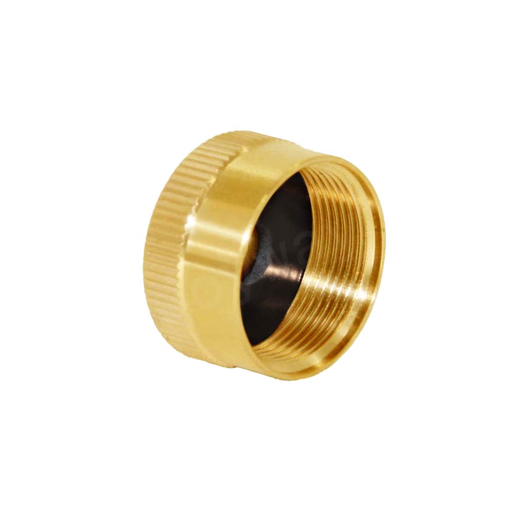 Joywayus six-pack brass caps for propane bottles ready for storage.