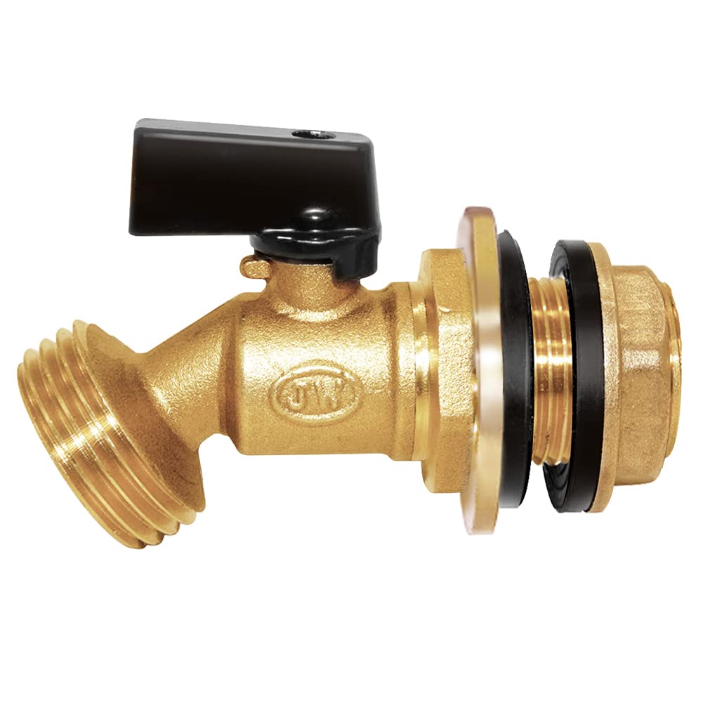Joywayus brass rain barrel spigot close-up showing durable corrosion-resistant construction