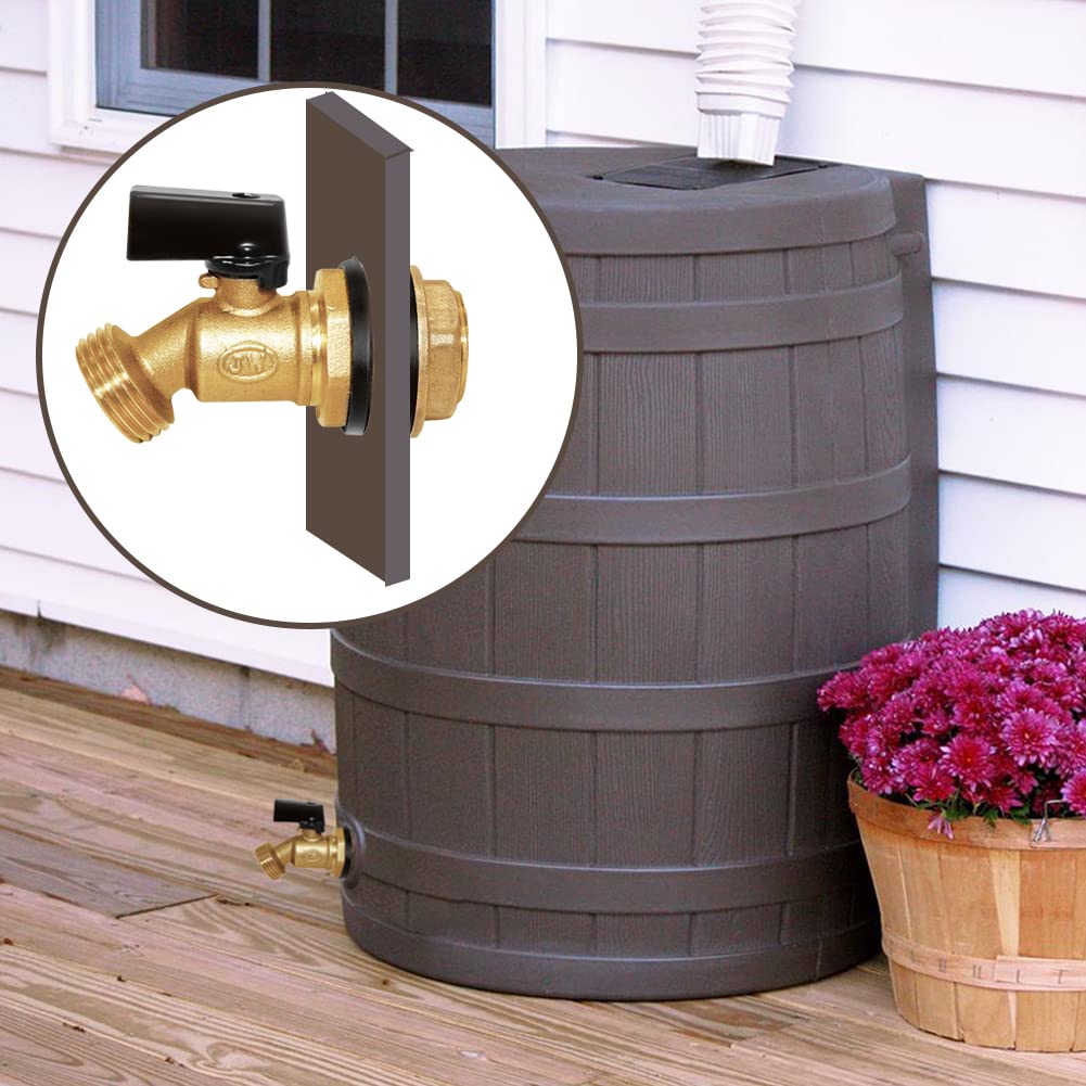 Joywayus brass spigot installed on a rain barrel for steady water flow