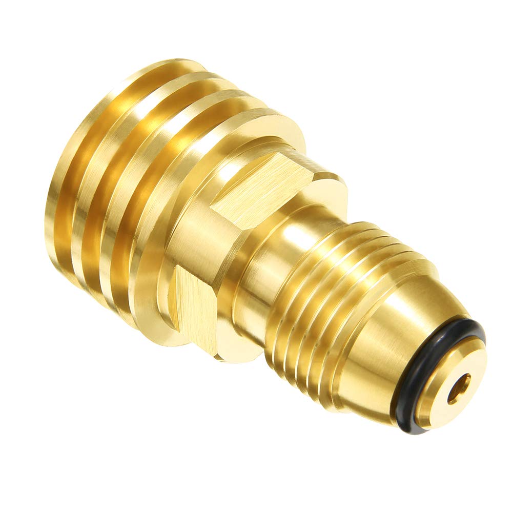 Joywayus propane tank adapter connecting POL to QCC1 for universal outdoor grilling compatibility.
