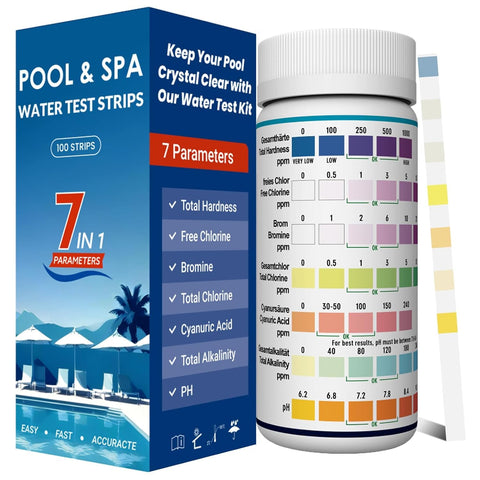 Joyzakzak upgraded 7-in-1 test strip pack for quick, all-in-one water quality checks.