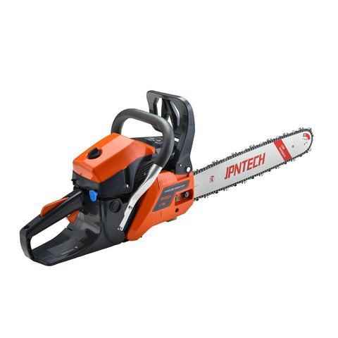 JPNTECH 60cc gas chainsaw with a 20-inch bar for steady, powerful wood cutting.