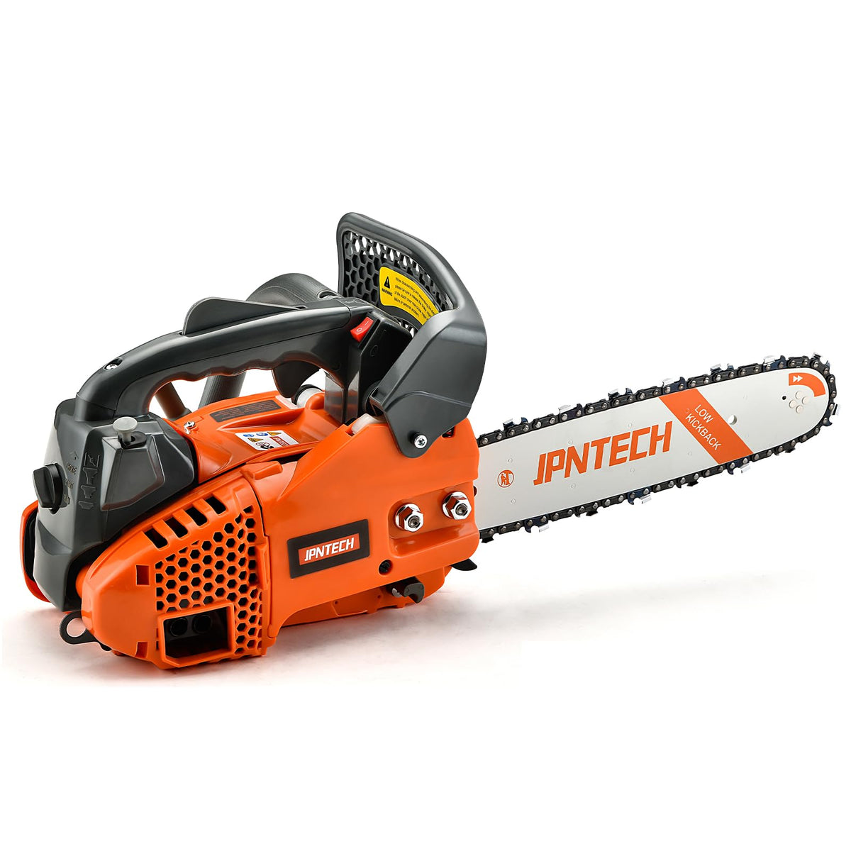 JPNTECH gas chainsaw with a 12-inch bar for efficient wood cutting.