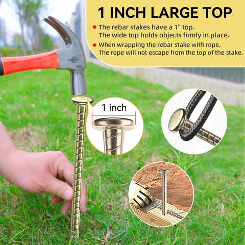 JPOIP 16 inch rebar stake with half‑inch diameter for strong anchoring