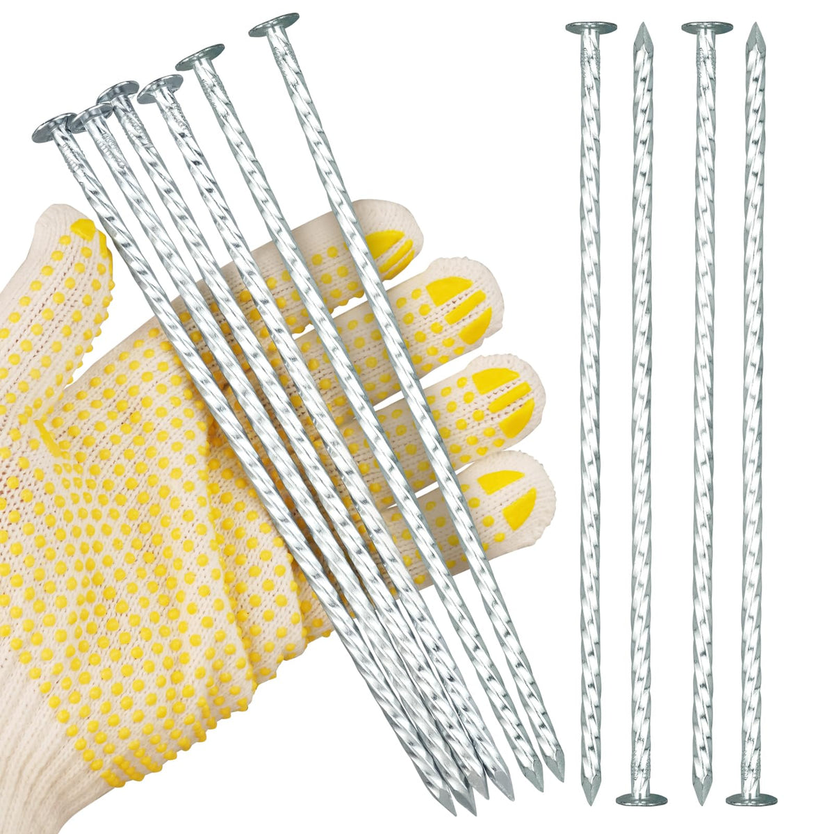 JPOIP 8-inch spiral landscape spikes in package view for durable outdoor fixes
