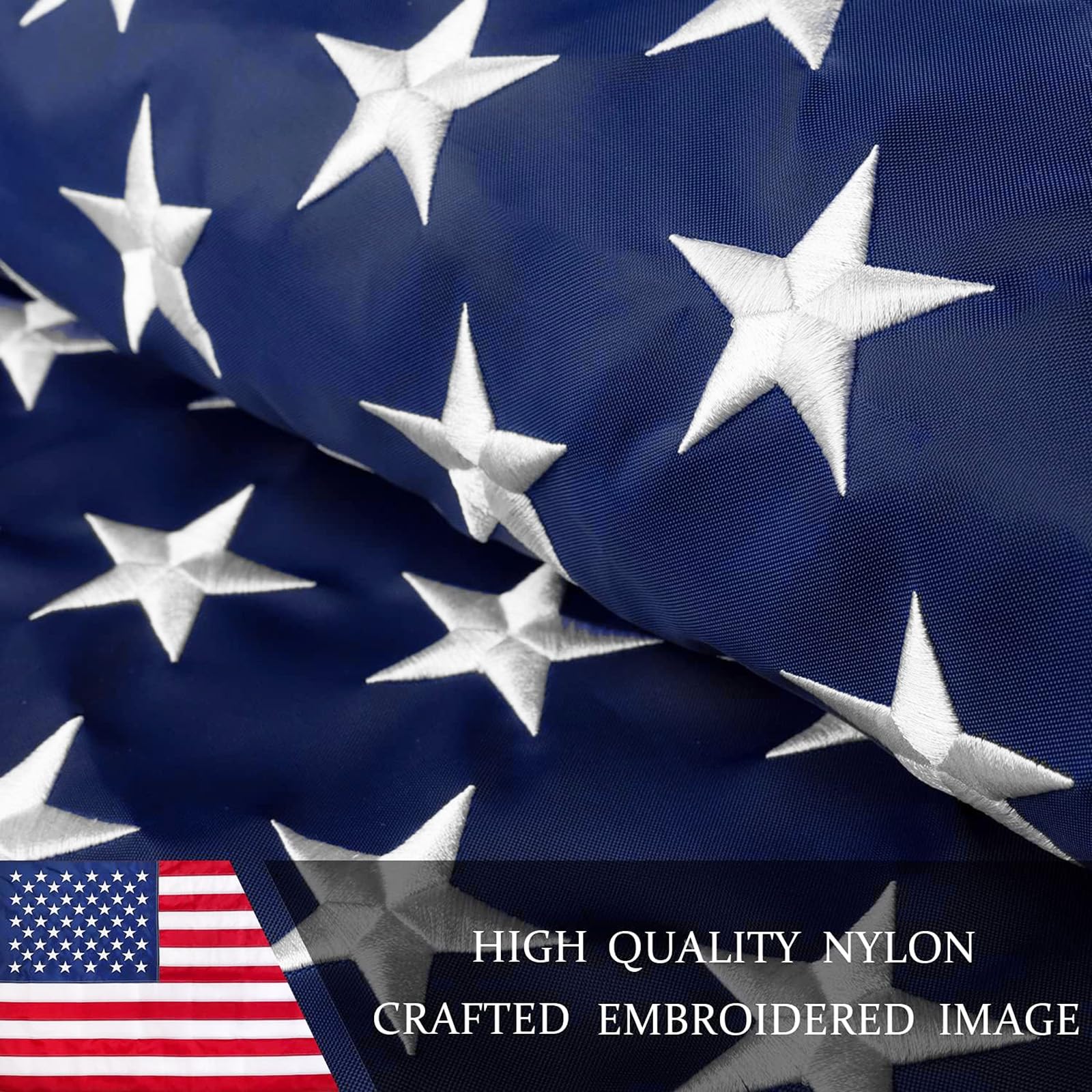 Heavy-duty nylon flag designed for long-lasting outdoor performance.
