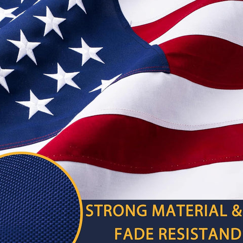 JPorton four-row stitching reinforces the flag's fly end.