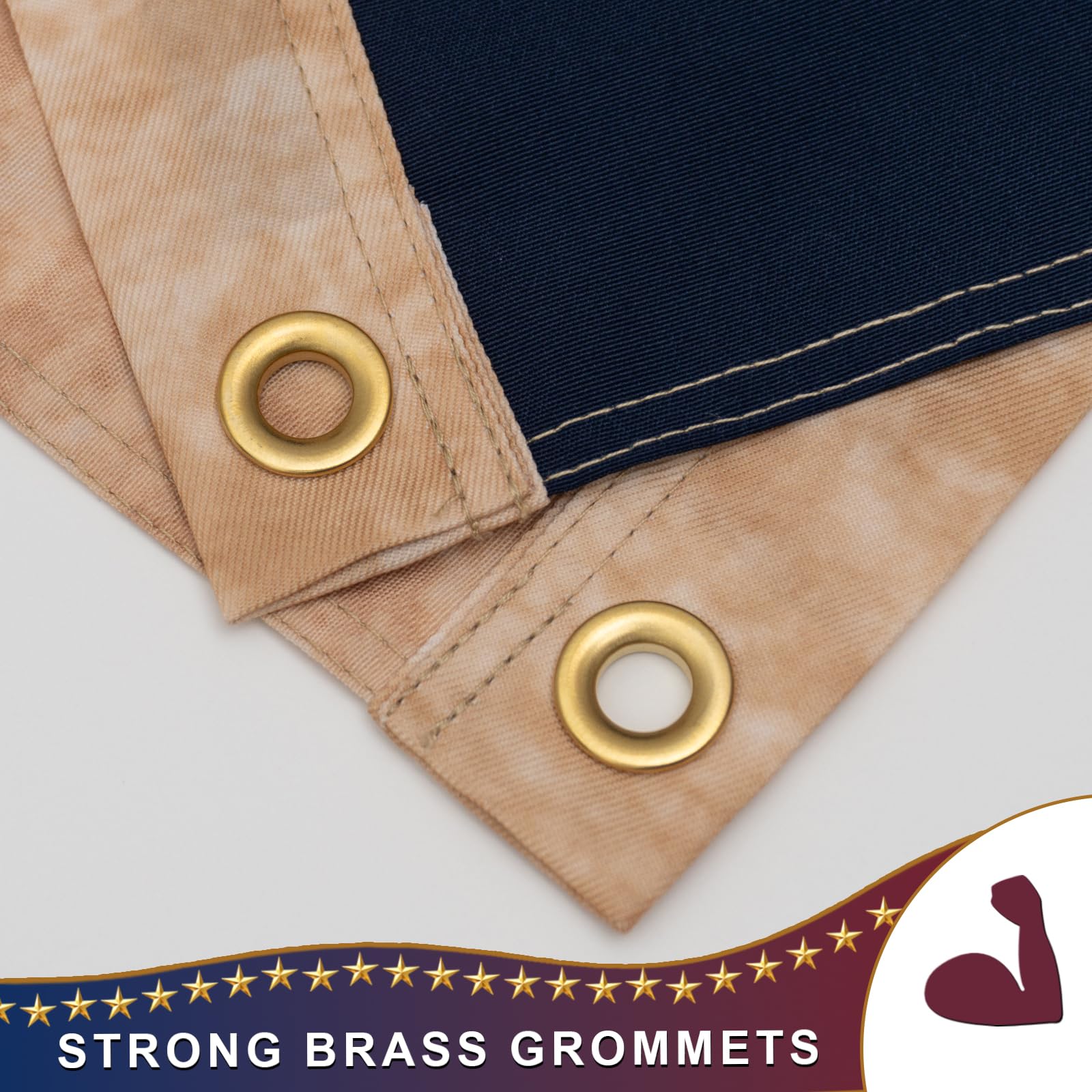 JRED fade-resistant cotton flag maintains color and detail in sun and wind.
