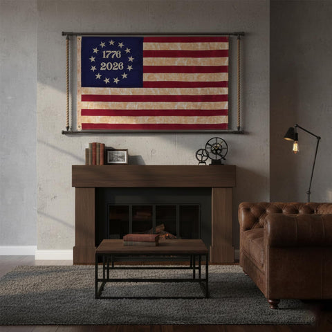 JRED vintage tea-dyed flag adds character to any patriotic setup.