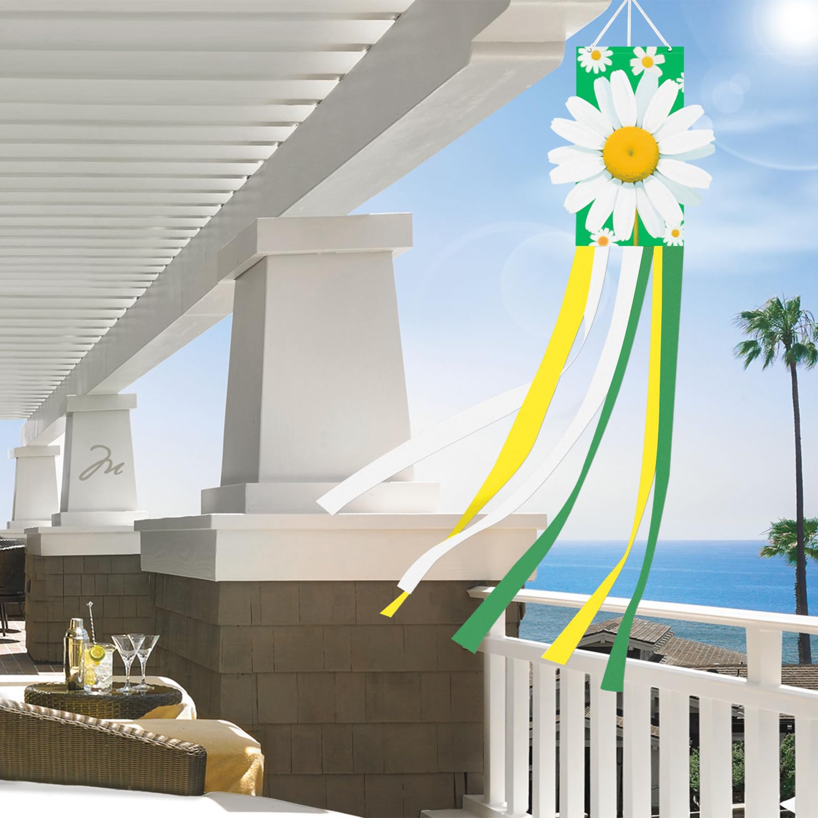 Jremreo windsock with attached hanging loop enables quick porch mounting.