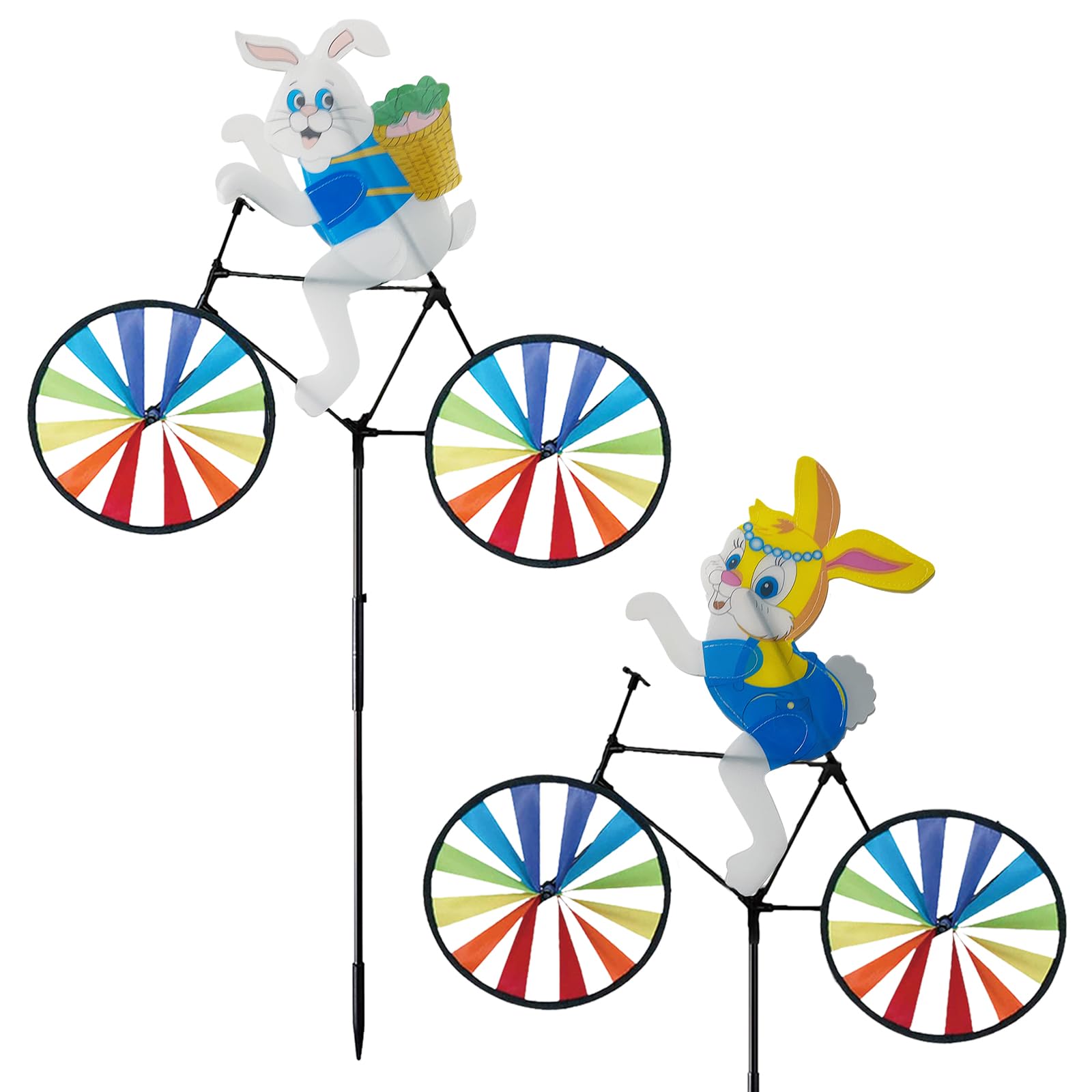 Jremreo Easter bunny bike spinner 20in front view adds lively yard motion