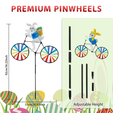 Jremreo Easter bunny bike spinner 20in side view with vibrant colors brightens your garden
