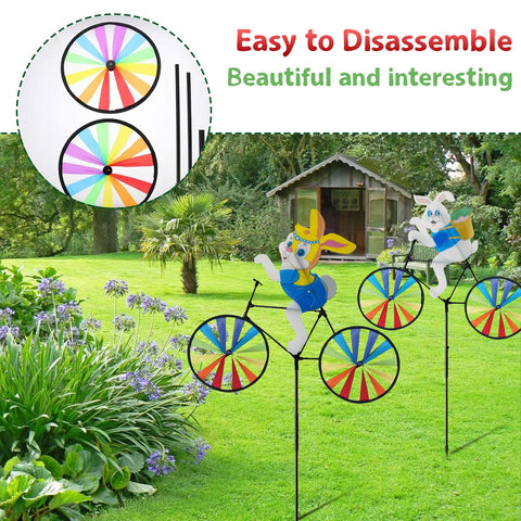 Jremreo Easter bunny bike spinner colorful design stands out in the yard