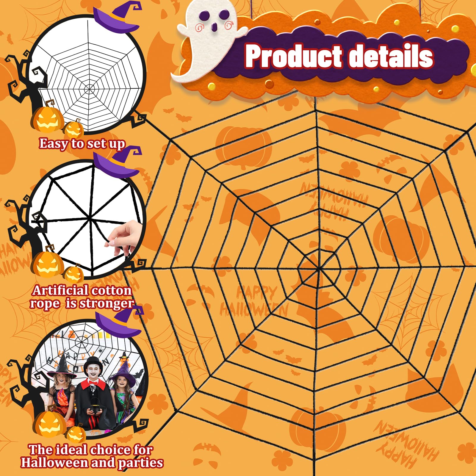 Jremreo easy-to-hang web ends simplify setup for quick decorating.