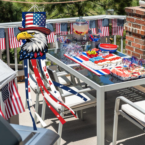 Jremreo outdoor patriotic decor windsock stays bright in sun and wind