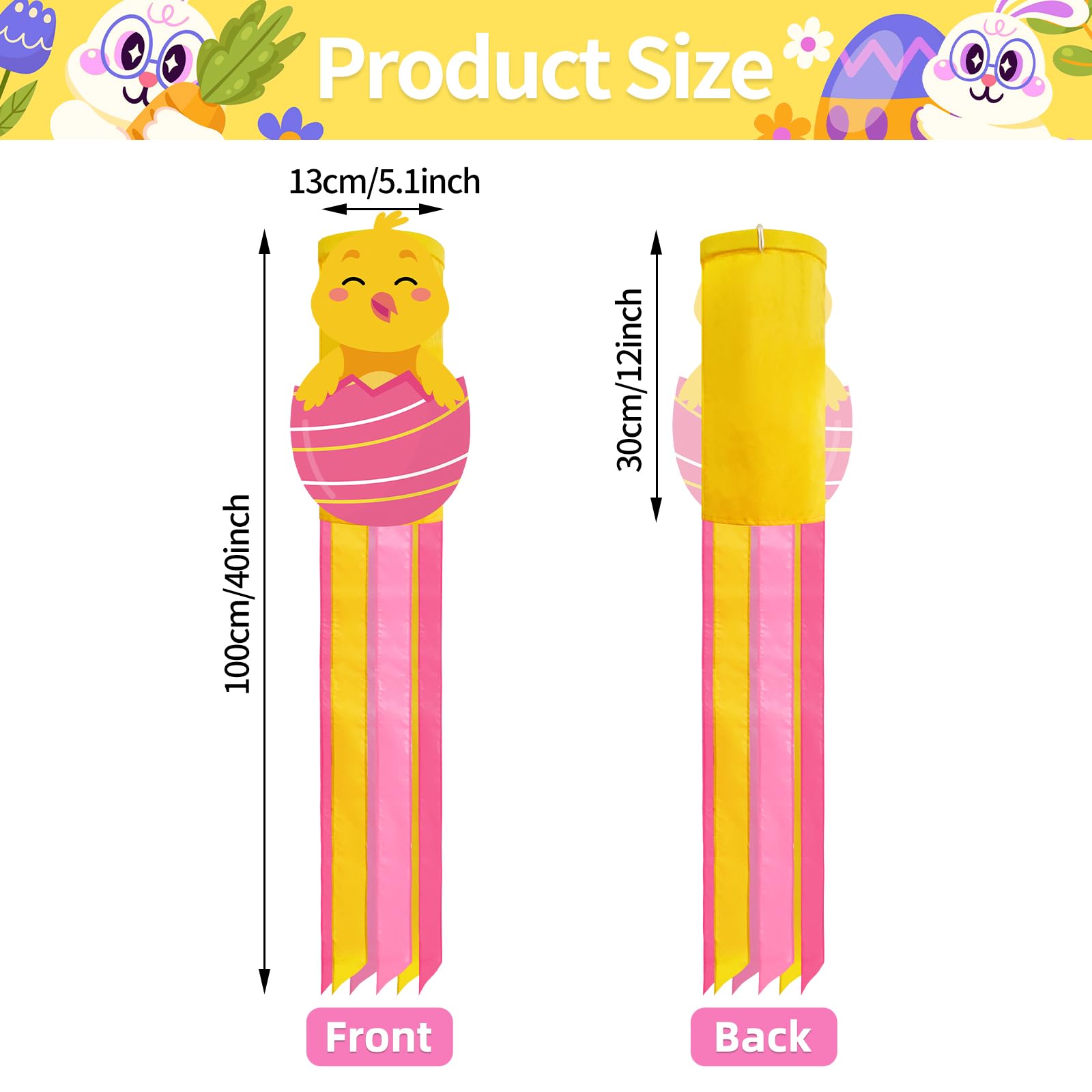 Jremreo pink egg chick windsock enhances porch with playful color.