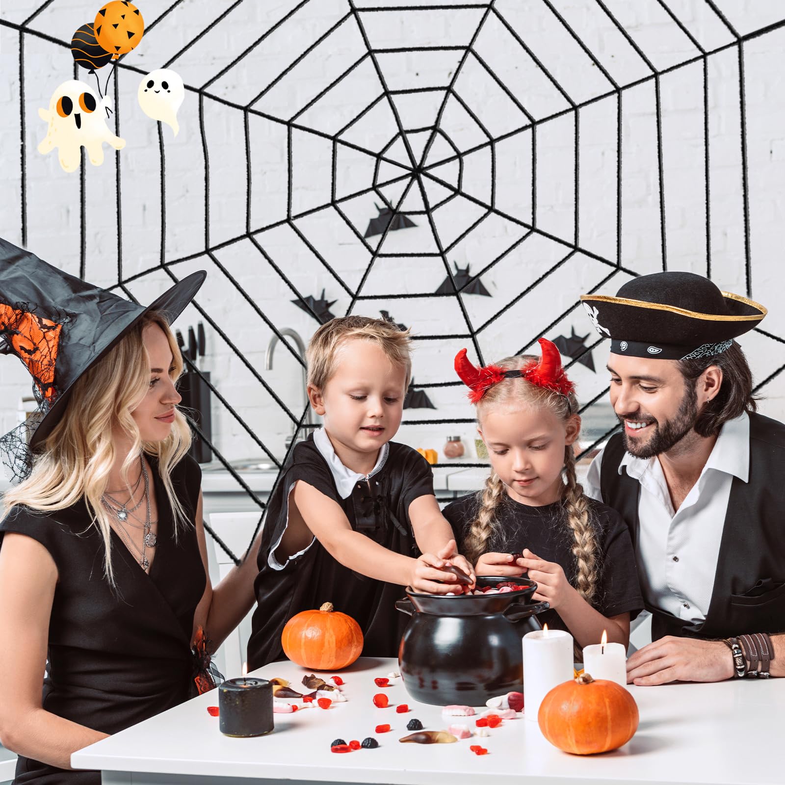 Jremreo round spider web design complements lights and props.