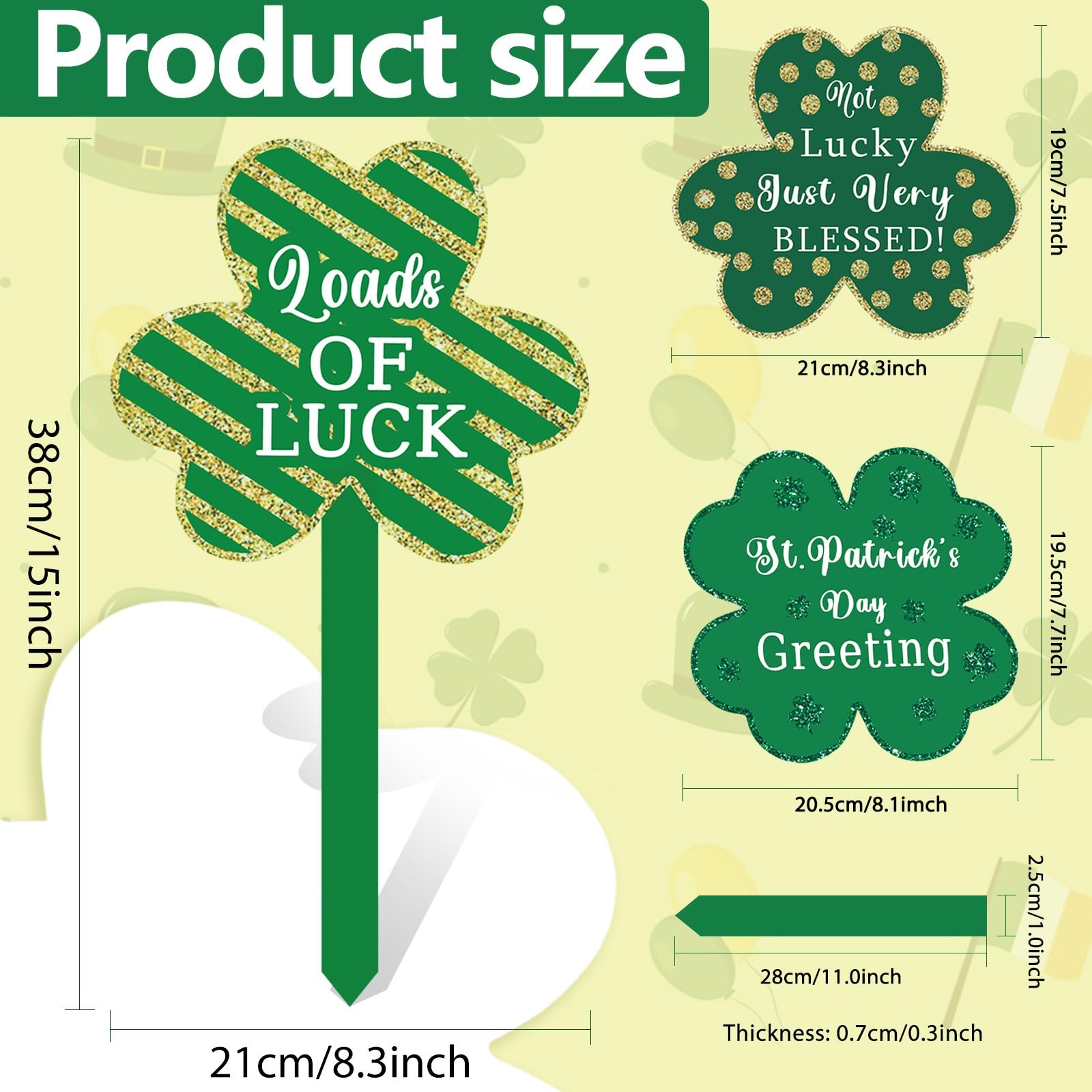Jremreo garden signs set with stakes for outdoor St. Patrick's Day decor