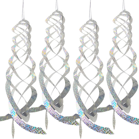 Jremreo silver spiral bird deterrents reflect sunlight to deter birds.