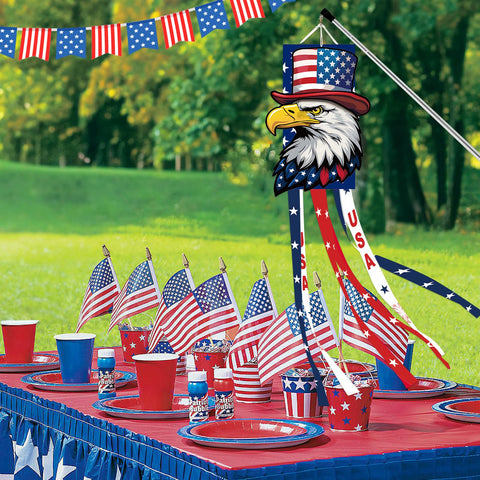 Jremreo USA letters and stars windsock brightens parades and memorial day decor
