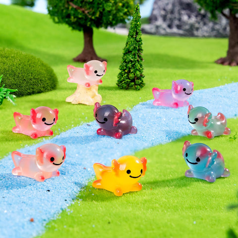 jrootouh axolotl mini sculpture for aquarium landscape glow