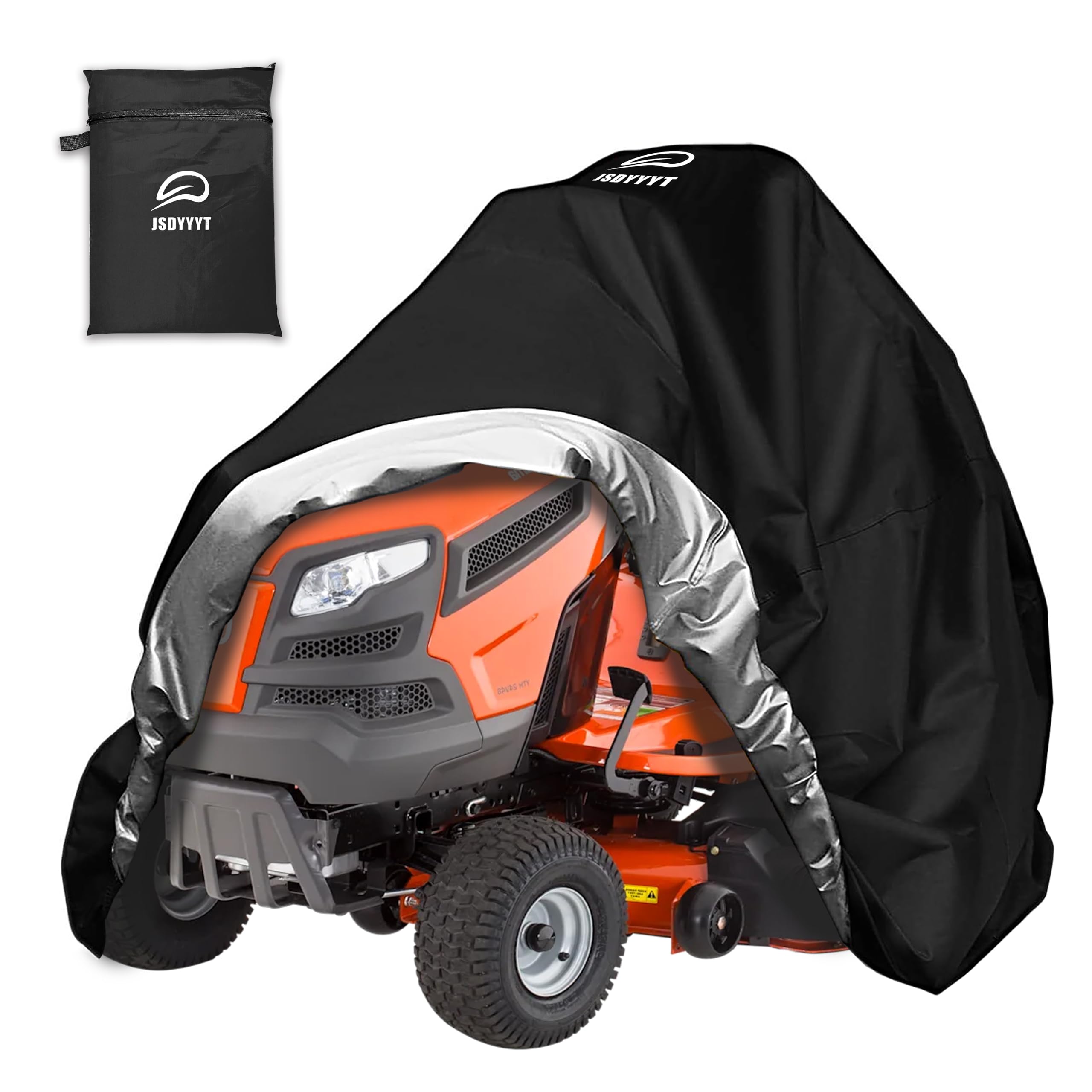 JSDYYYT 420D lawn mower cover protecting from rain and sun for 54-inch decks.
