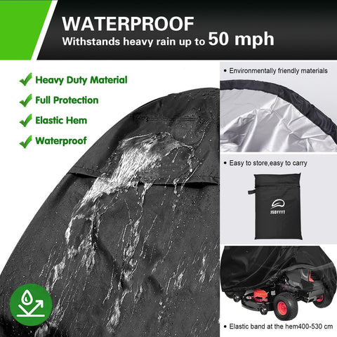 JSDYYYT elastic drawstring edge ensures snug wind-resistant fit for mowers.